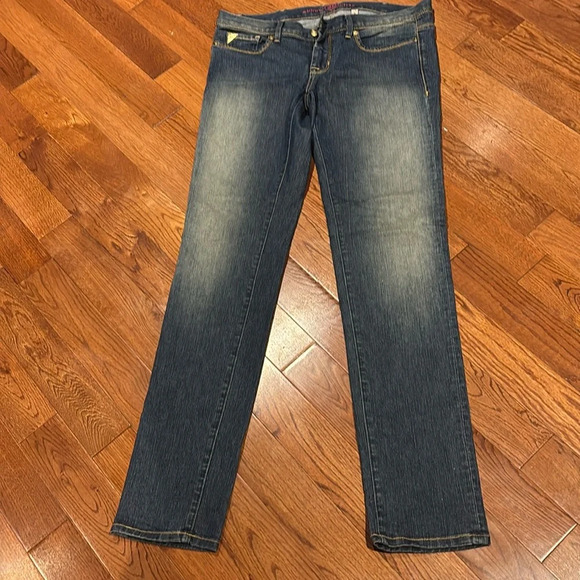 2 B Bebe boot cut rhinestone bling pockets straight skinny jeans Sz - Picture 3 of 16